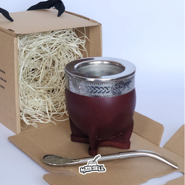 Producto - MATE IMPERIAL INOX - Cuero marrón