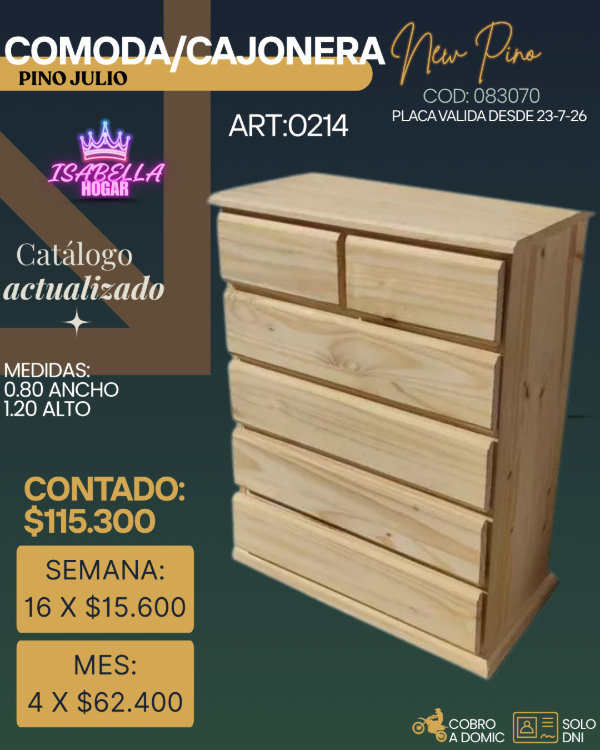 Producto - COMODA/CAJONERA 4+2 PINO