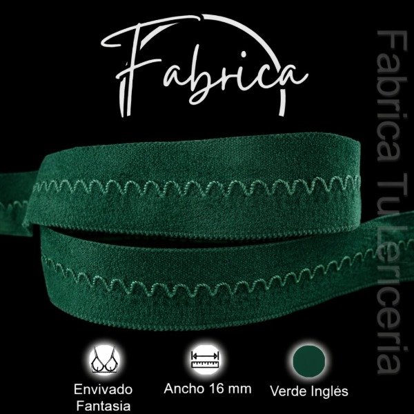Producto - Envivado o Elástico Partido Fantasía Verde Inglés 16mm (1 metro)