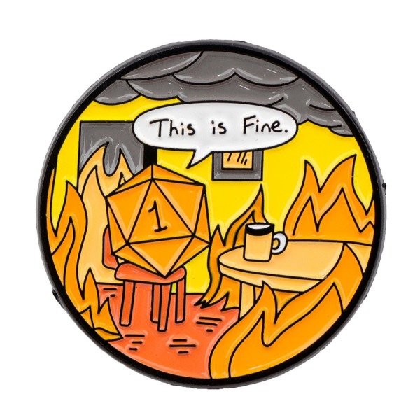 Producto - Pin This is fine dado círculo
