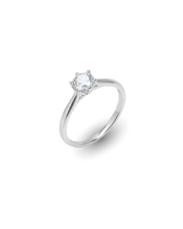 Producto - Anillo Solitario Clásico de Plata con Cubic - 0