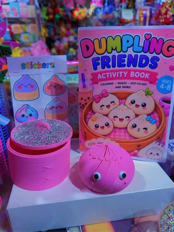 Producto - DUMPLING 3D con vaporera con brillo libro y stickers