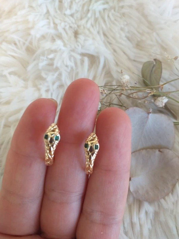 Producto - ADA0136 Aro Cubano Víbora con strass verde