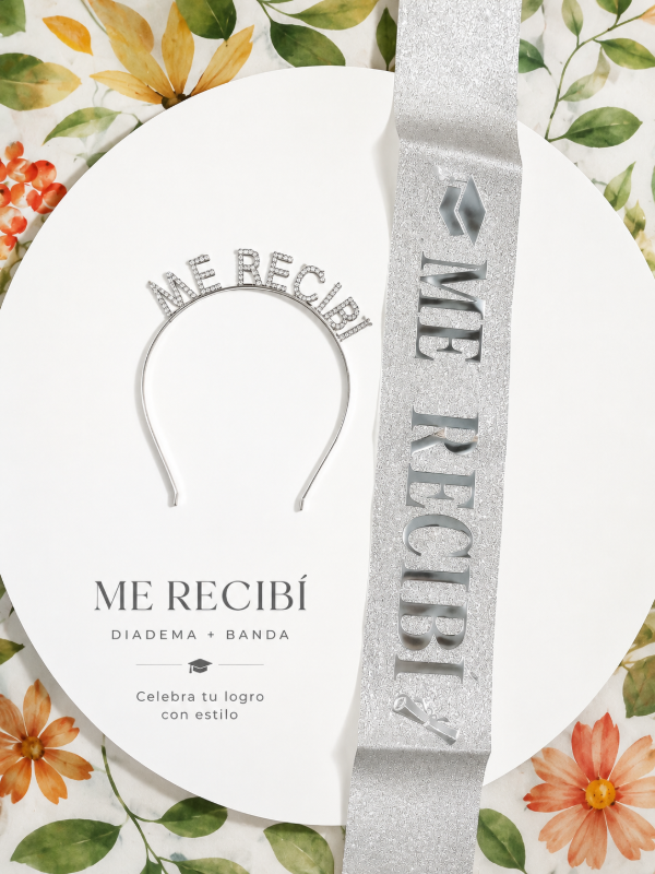 Producto - Vincha / tiara + banda me recibi plateado