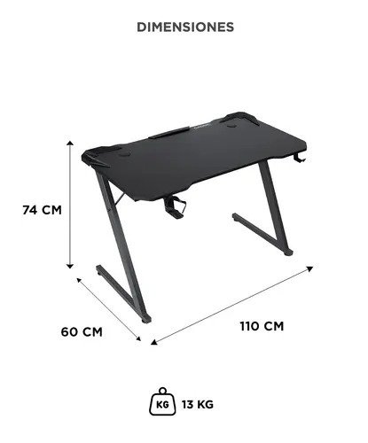 Producto - Escritorio Gamer Fibra De Carbono 110X60X74 Tablero 15 Mm Patas Acero - 6