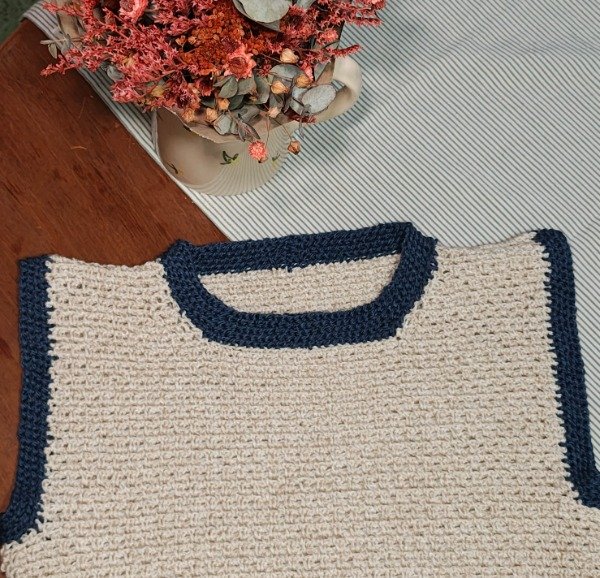 Producto - Chaleco Bea Natural y Azul - 0
