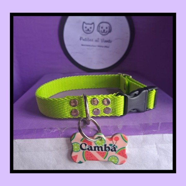 Producto - Conjunto Id. SUBLIMADO. (Collar Regulable Liso + Chapita Id.)