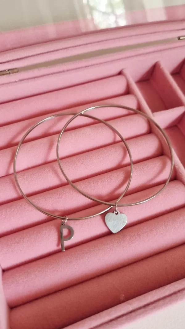 Producto - Esclavas acero quirúrgico iniciales P