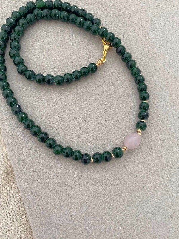 Producto - Collar Verde y Rosa