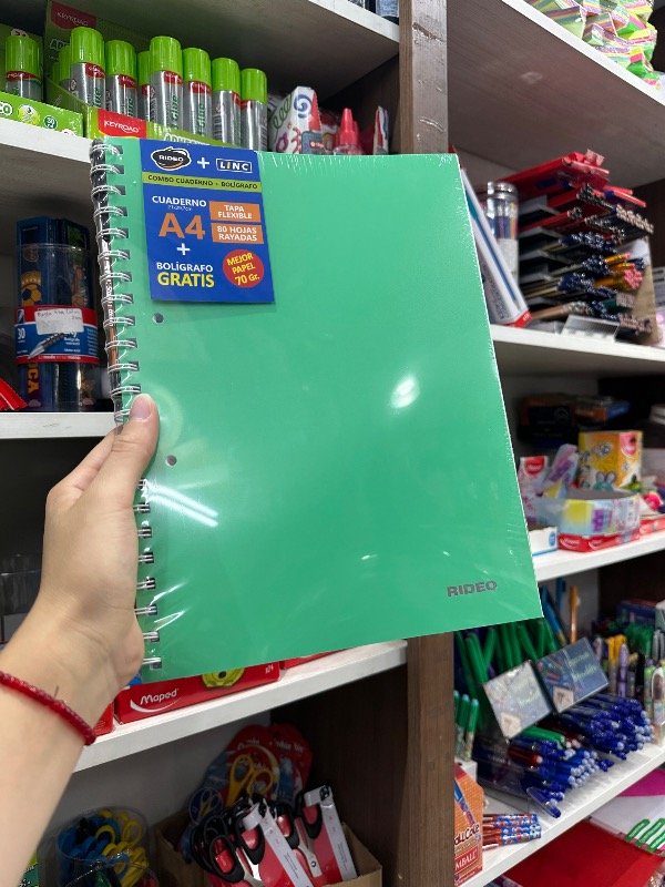 Producto - Cuaderno A4 Neon Verde Rayado + BOLIGRAFO GRATIS