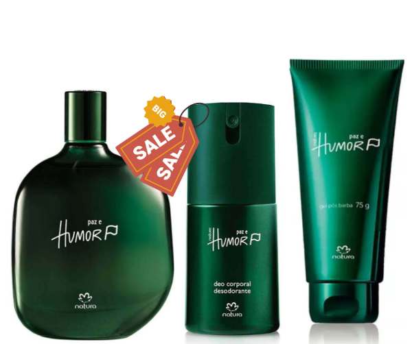 Producto - KIT MASCULINO PAZ e HUMOR NATURA: PERFUME + DESODORANTE + GEL POS BARBA