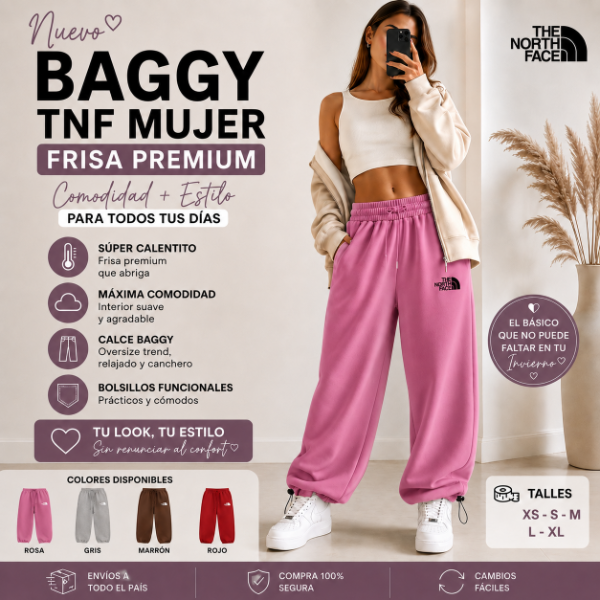 Producto - Pantalón Baggy Tnf Mujer Frisa Premium