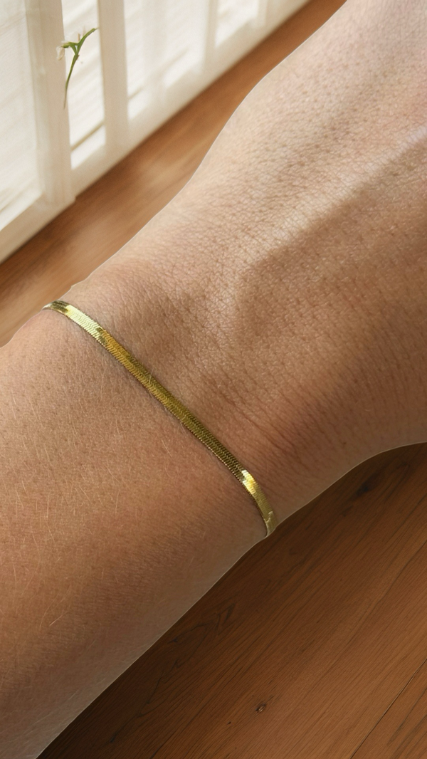 Producto - Pulsera chata con extensor ACERO DORADO PA83