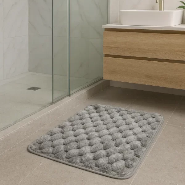 Producto - ALFOMBRA BAÑO 40x60 PANAL GRIS