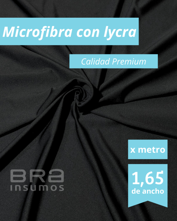 Producto - Microfibra con Lycra Premium 1,65 m de Ancho - Negro (x Metro)