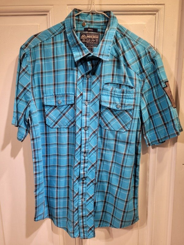 Producto - Camisa AMERICAN RAG cuadrillé turquesa Talle S - PRECIO: 26X