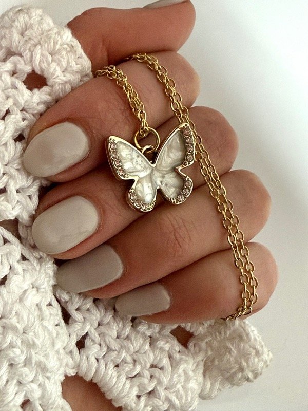 Producto - CD136 Collar mariposa acero dorado 45 cm