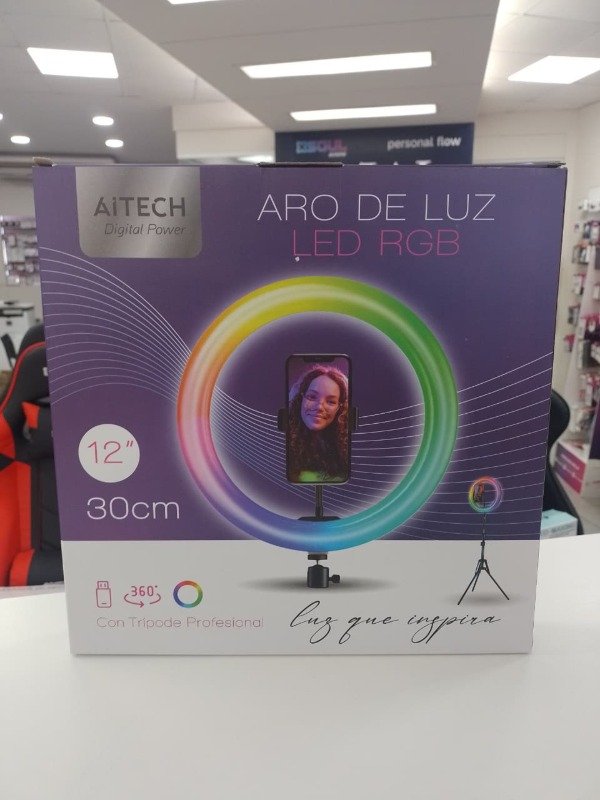 Producto - Aro de Luz Led RGB 30cm + Tripode AItech AIAL010330R
