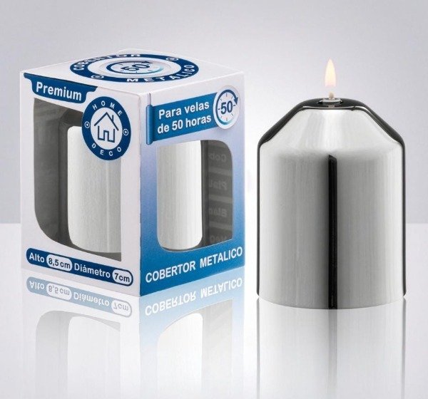 Producto - CAJA X 12 UNIDADES Cobertor metalico para velas de parafina liquida CHROME