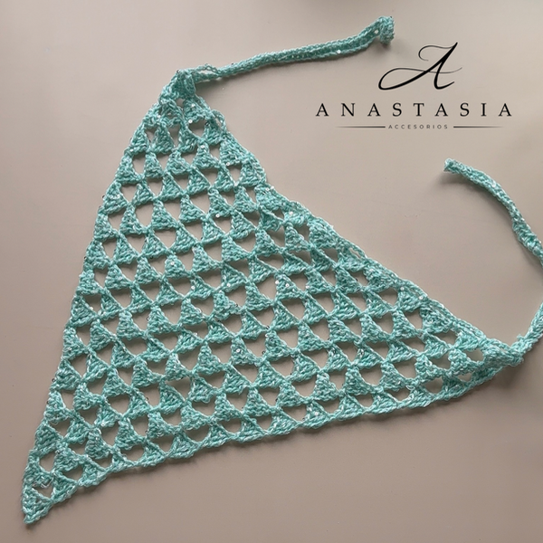 Producto - Pañuelo escamas verde Aqua con lentejuelas
