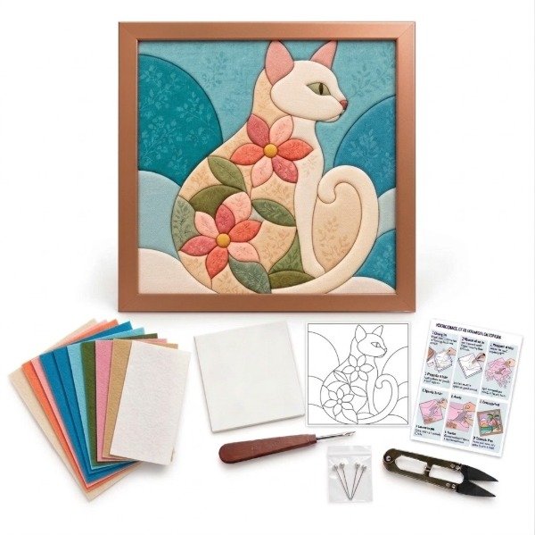 Producto - Kit Kinusaiga con bastidor Patchwork sin Costura Gato II - 0