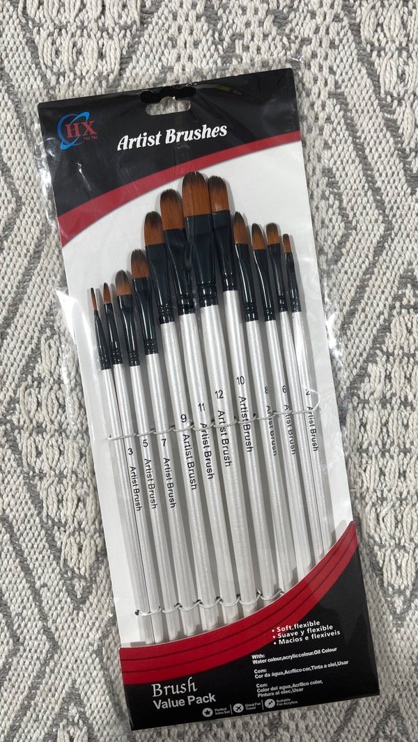 Producto - Set pinceles x12 punta ovalada del 1 al 12