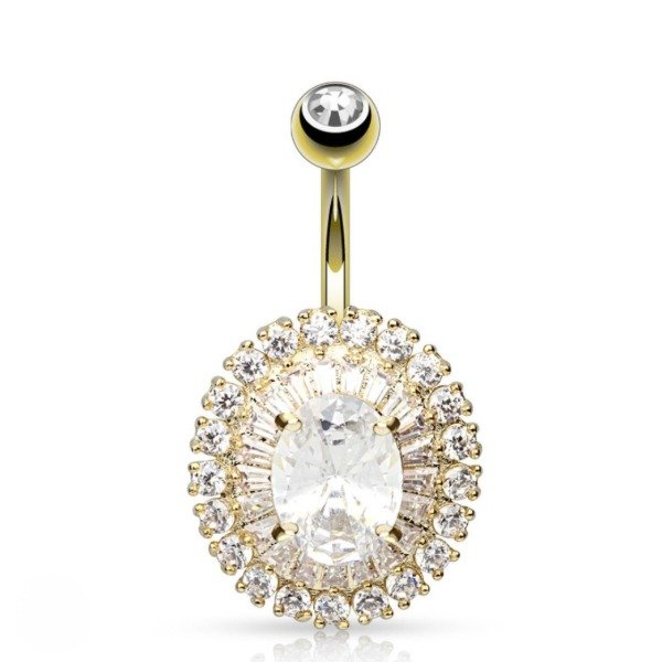 Producto - Piercing ombligo Circonita redonda Dorado