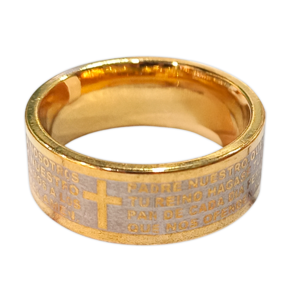 Producto - PROMO Anillo Padre Nuestro Acero Dorado (PACK X12 UNIDADES)