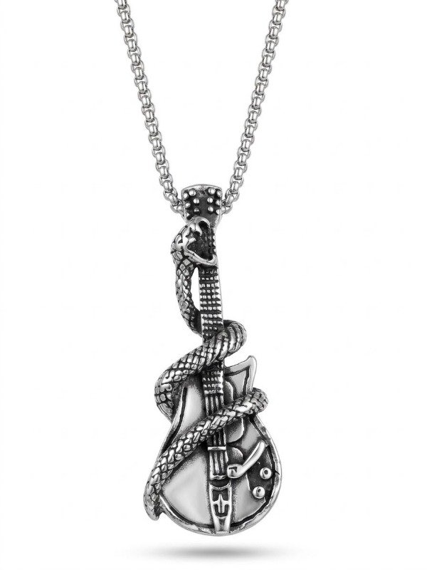 Producto - DIJE GUITARRA SERPIENTE CADENA ACERO 60 CM