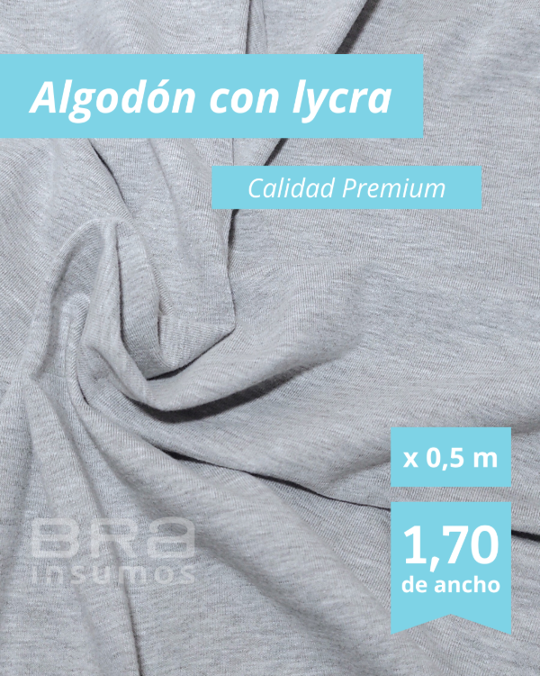 Producto - Algodón con Lycra Premium 1,7 m de Ancho - Gris Melange (x 1/2 Metro)
