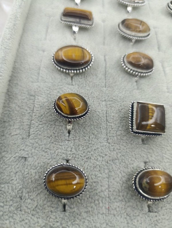 Producto - Anillo baño en plata de piedra ojo de tigre - 2