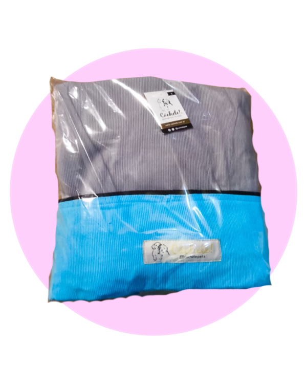 Producto - Funda moises Rectangular Corderoy Turquesa y gris Large