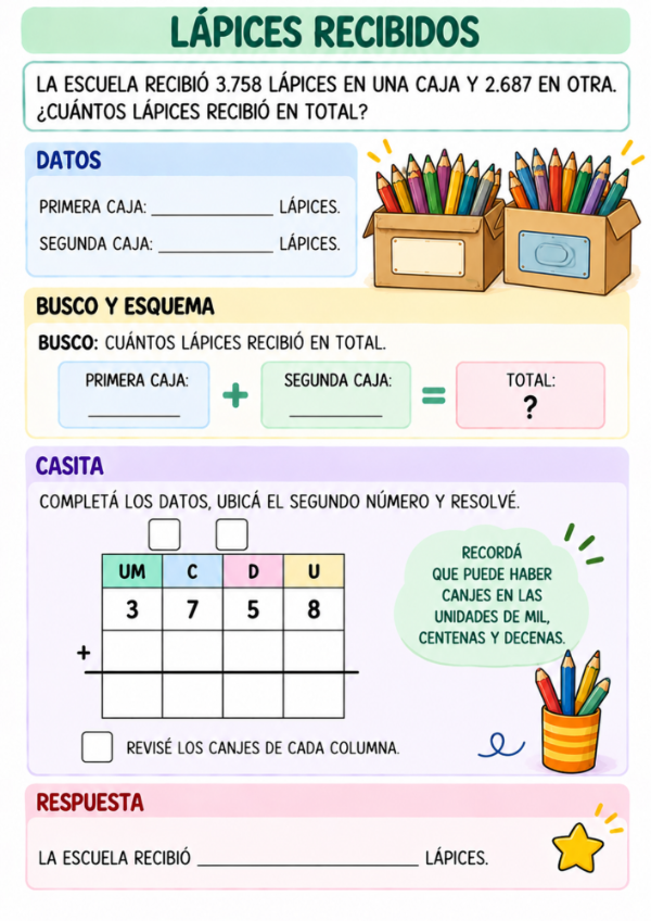 Producto - Resuelvo con casitas: Sumas y Restas con Números de 4 Cifras - 13