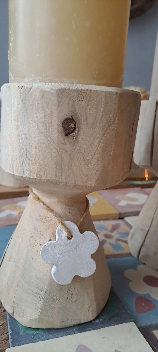 Producto - PORTAVELA DE MADERA "ALVA"