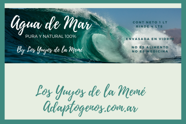 Producto - Agua de mar, pura, pura. Botella de vidrio de 1 litro