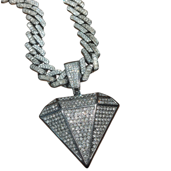Producto - CADENA CON DIJE DIAMANTE FULL ICE PLATEADO