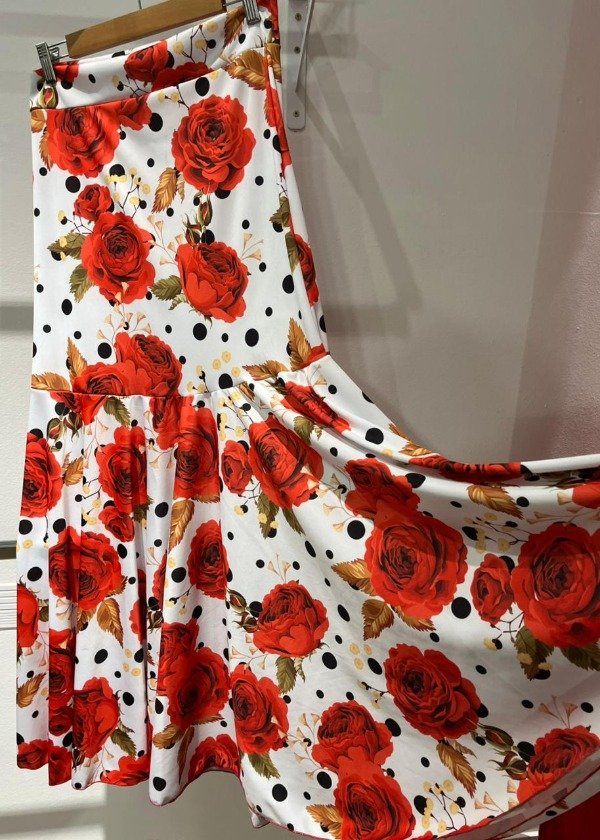 Producto - Falda Blanca con Lunarcitos y Flores TALLE M