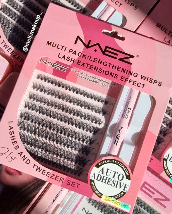 Producto - Kit de Pestañas + Pegamento + pinza ROSA NAEZ