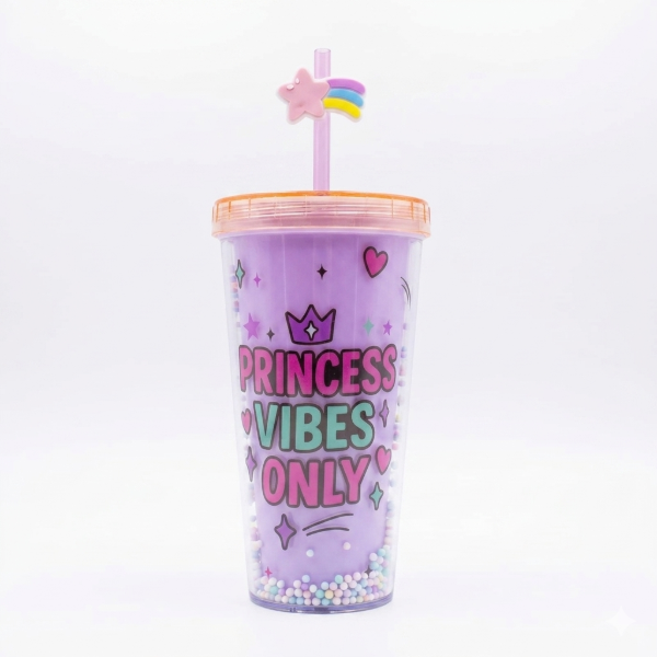 Producto - VASO PLASTICO CON SORBETE DOBLE CAPA PRINCESS