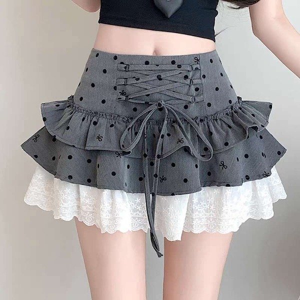 Producto - Pollera mini gris con volado