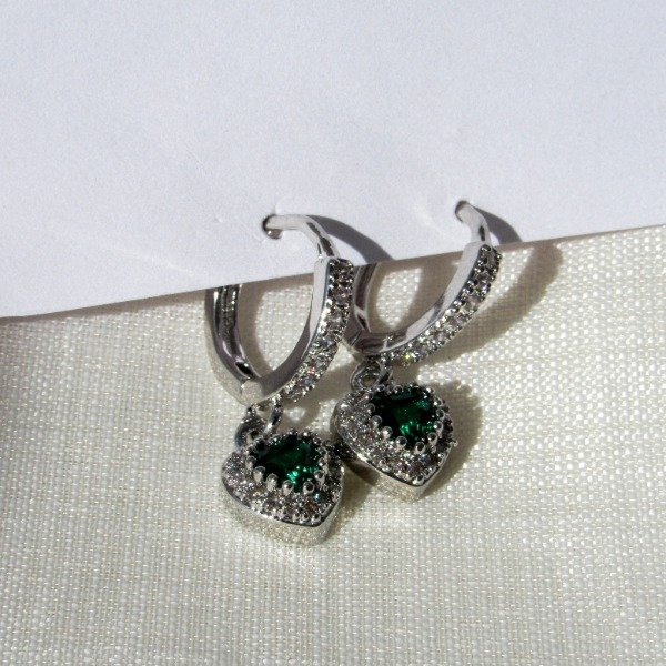 Producto - Aros Argollas bisagra corazón colgante piedras 10MM