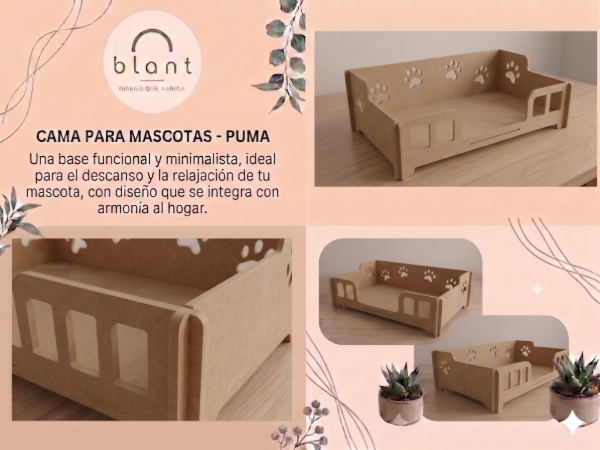 Producto - Camita Rustica Puma para perros y gatos-blant - 2