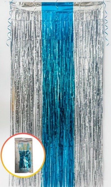 Producto - Cortina Metalizada Celeste y Plateada - Argentina