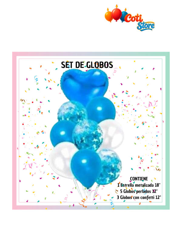 Producto - Set de Globos Corazón Azul