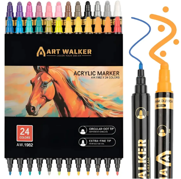 Producto - Marcadores Acrílicos Art Walker Doble Punta Redonda Y Fina - 0