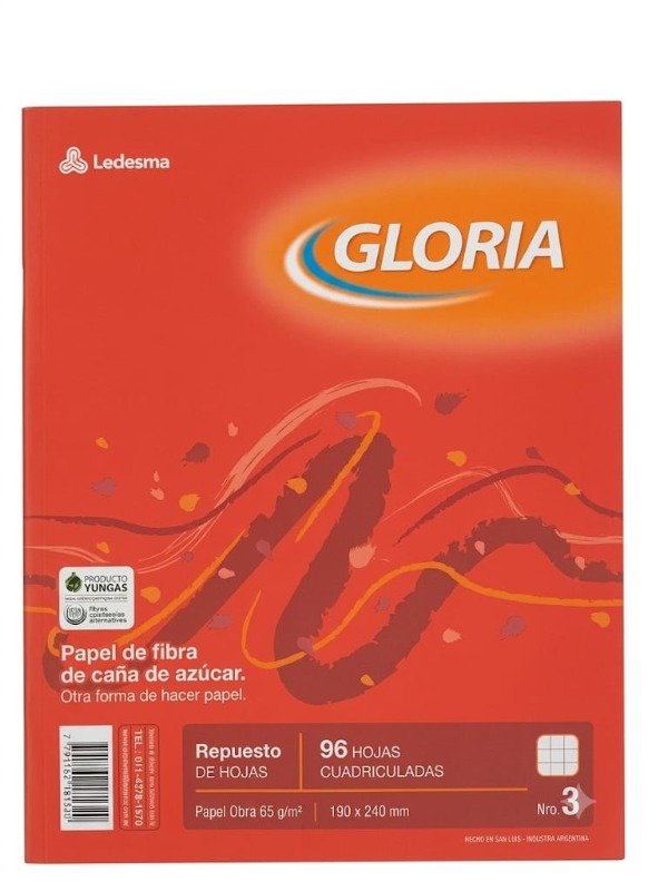 Producto - 96 Hojas CUADRICULADAS. Gloria - Oferta !!
