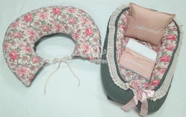 Producto - Nidito contenedor con puntilla + medialuna de amamantar