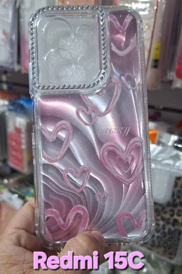 Producto - Fundas reforzadas 360 corazones glitter. Redmi 15C