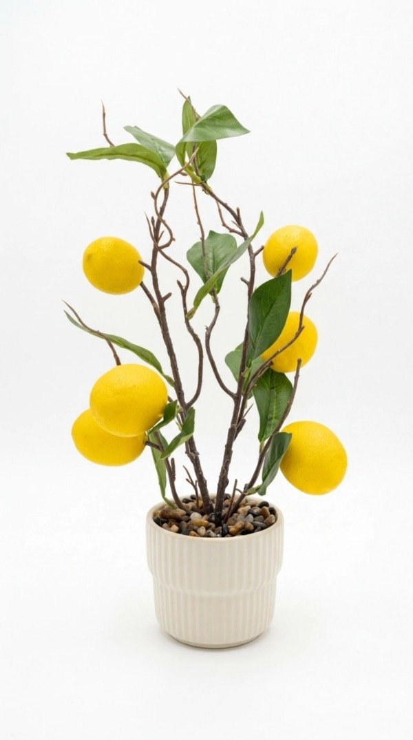 Producto - PLANTA MACETA CERAMICA BLANCA LIMON 40 cm.