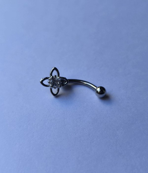 Producto - Barbell curvo flor plateado